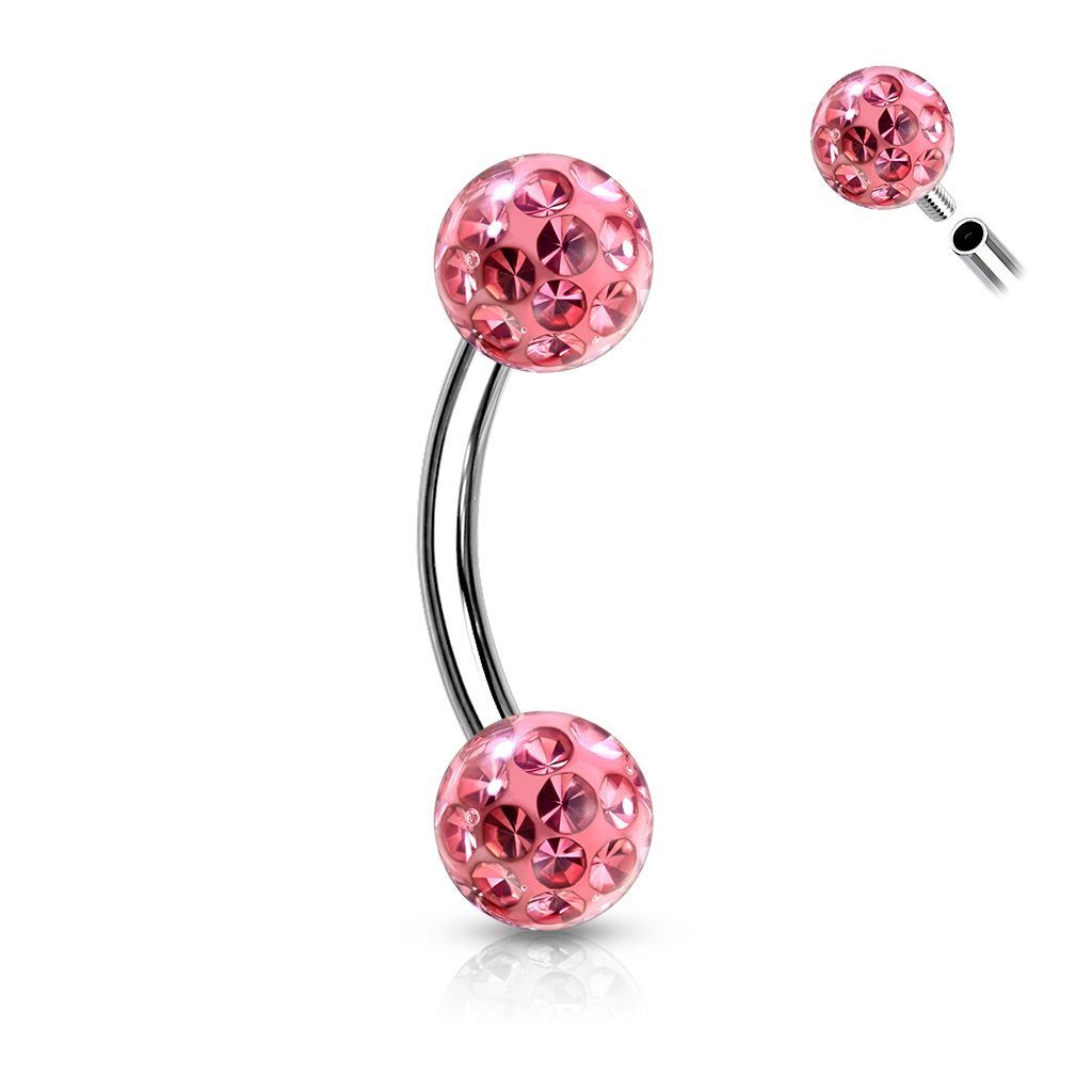 Piercing do obočí s krystaly Crystals From Swarovski 1,2 x 8 mm