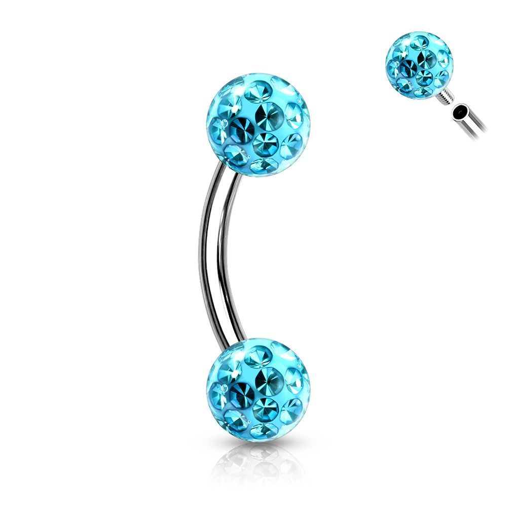 Piercing do obočí s krystaly Crystals From Swarovski 1,2 x 8 mm