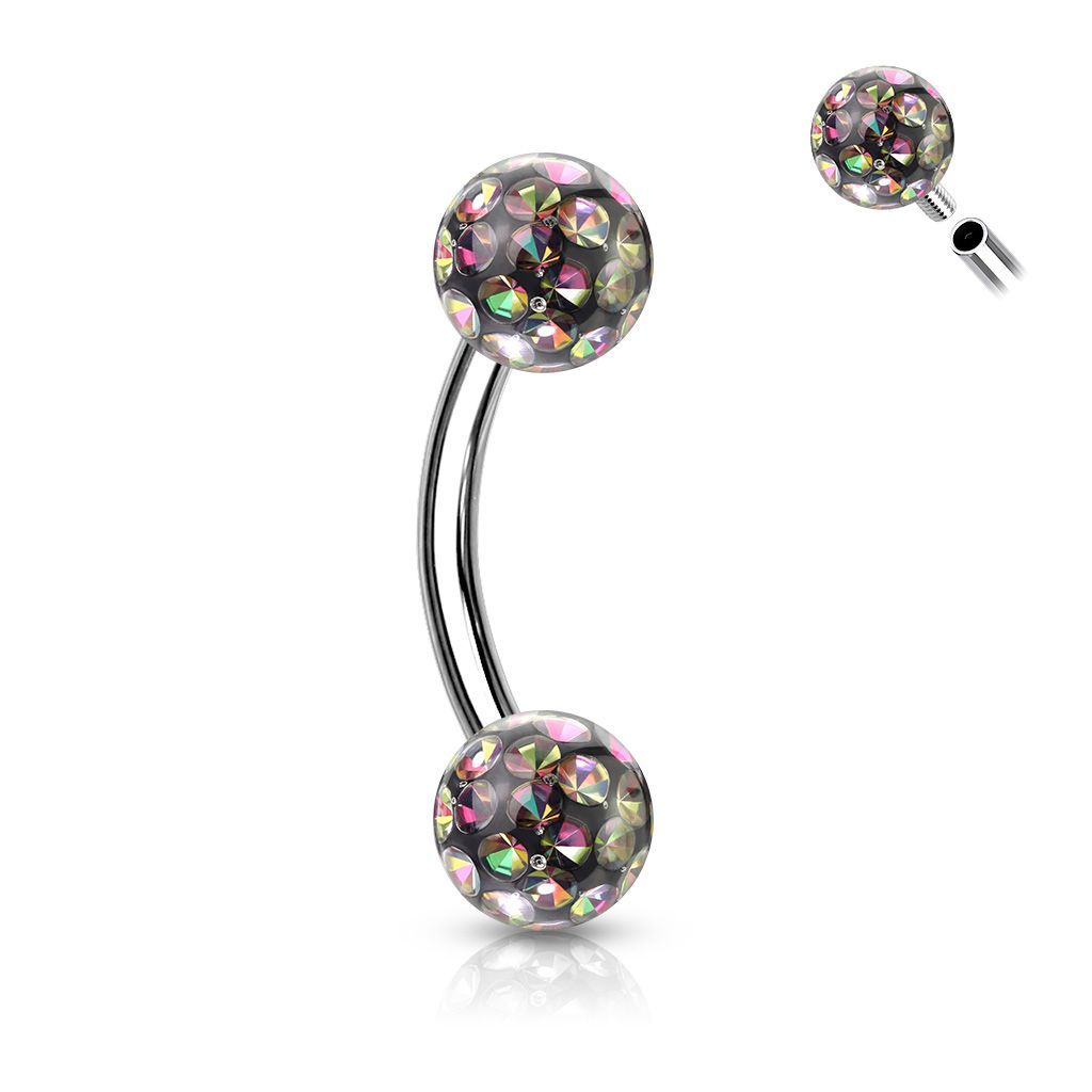 Levně Piercing do obočí s krystaly Crystals From Swarovski 1,2 x 8 mm