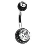 Levně Piercing do pupíku - banánek (černá/čirý zirkon) - BA01072-KC