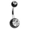 Piercing do pupíku - banánek (červená/čirý zirkon)