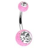 Levně Piercing do pupíku - banánek (růžová/čirý zirkon) - BA01072-PC