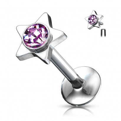 Piercing do brady - labreta hvězda (růžová)