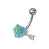 Stříbrný piercing do pupíku - srdíčko probodnuté (fialová)