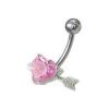 Stříbrný piercing do pupíku - srdíčko probodnuté (čirá)