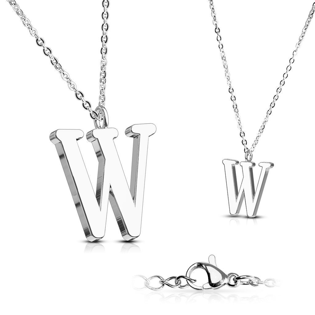 Levně Ocelový řetízek s přívěskem iniciála W - OPD0096-W