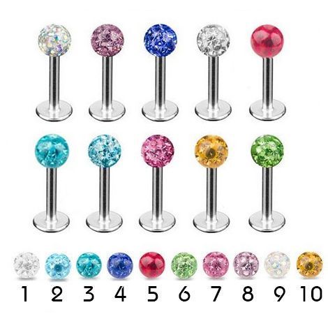 Levně S4U Piercing do brady - labreta se krystaly Swarovski (světle zelená) - LB01097-G