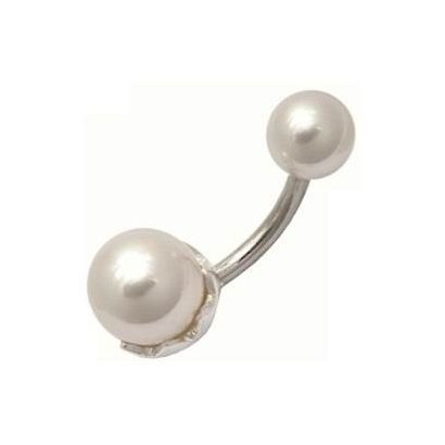Stříbrný piercing do pupíku - perličky