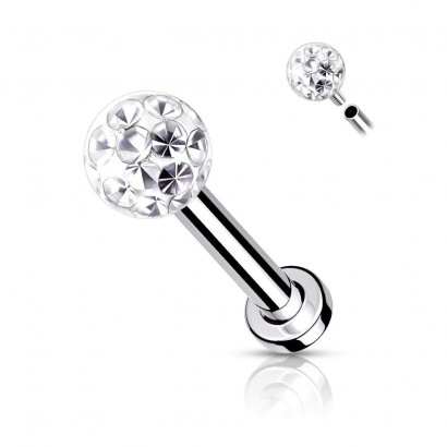 Piercing do brady - labreta/cartilage s kamínky 1,2 x 8 mm