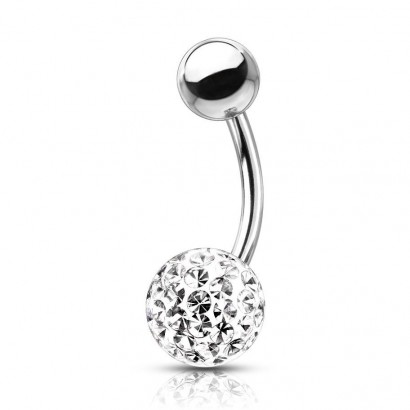 Piercing do pupíku s kamínky Crystals From Swarovski® kulička 8mm (1,6 x 10 mm)