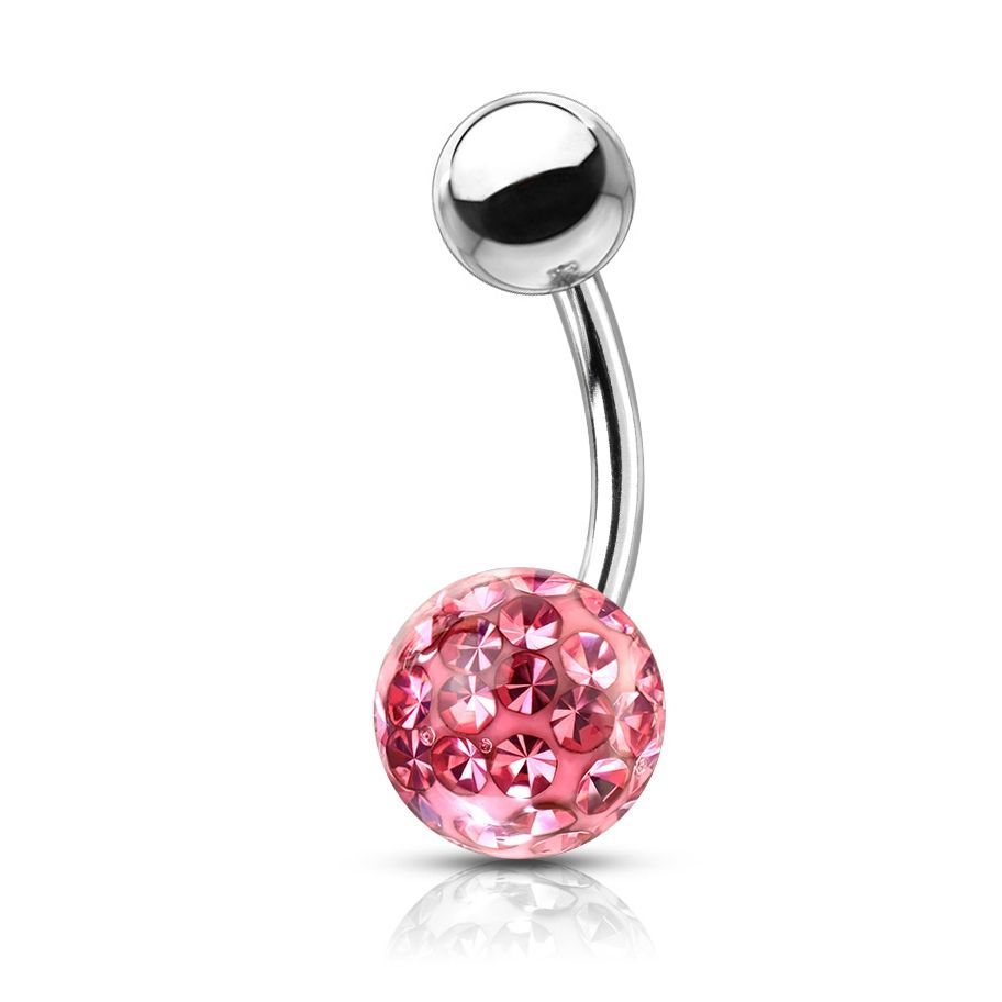 Levně S4U Piercing do pupíku s kamínky Crystals From Swarovski kulička 8mm (1,6 x 8 mm) - BS1003P-08