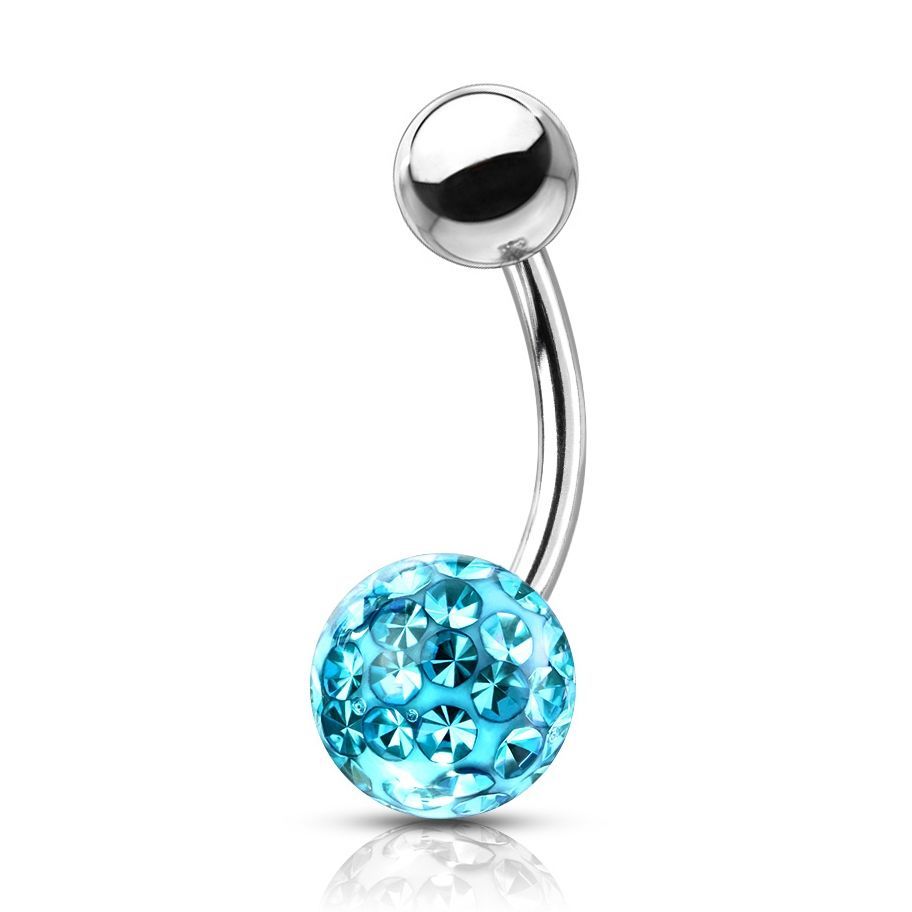 Levně S4U Piercing do pupíku s kamínky Crystals From Swarovski kulička 8mm (1,6 x 10 mm) - BS1003Q-10