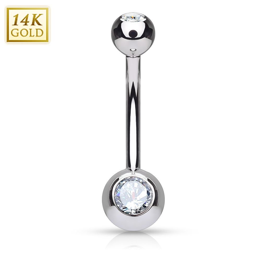 Zlatý piercing do pupíku banánek malý, Au 585/1000 - ZL01062C-WG