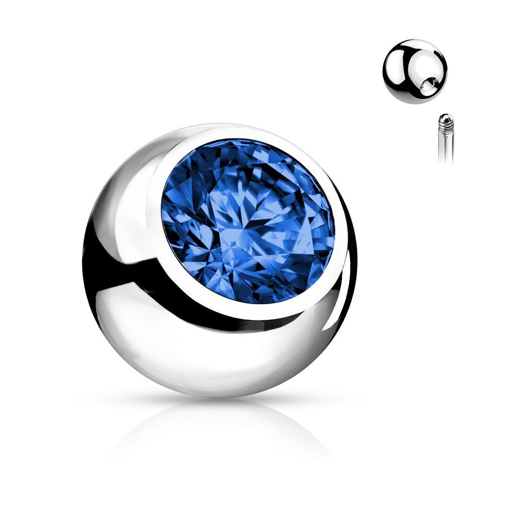Levně Náhradní kulička chirurgická ocel se zirkonem 1,6 x 4 mm (tmavě modrá) - ND024B-1604