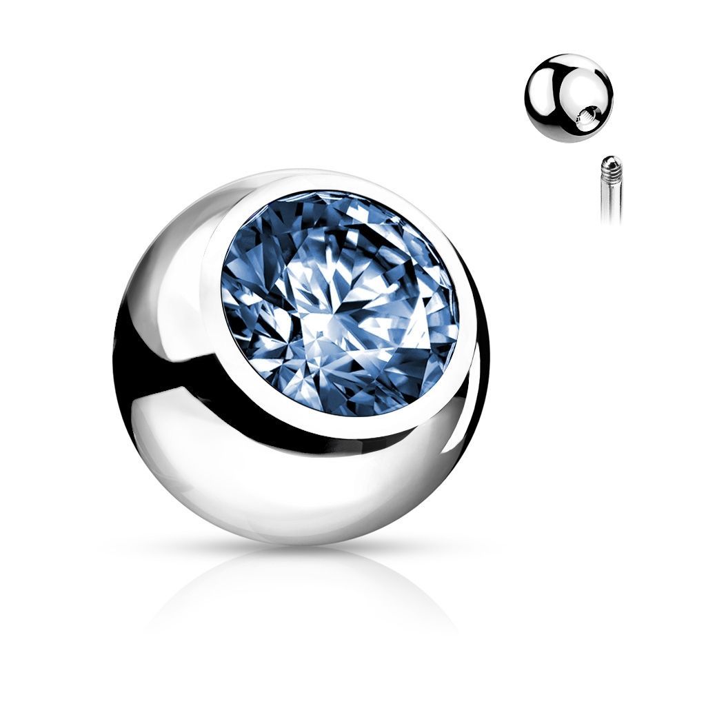 Náhradní kulička chirurgická ocel se zirkonem 1,6 x 5 mm (světle modrá) - ND024LB-1605