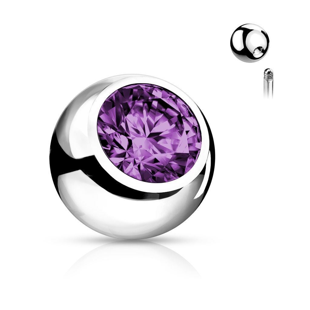 Náhradní kulička chirurgická ocel se zirkonem 1,6 x 6 mm (fialová) - ND024A-1606