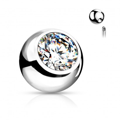 Náhradní kulička chirurgická ocel se zirkonem 1,6 x 6 mm (čirá)