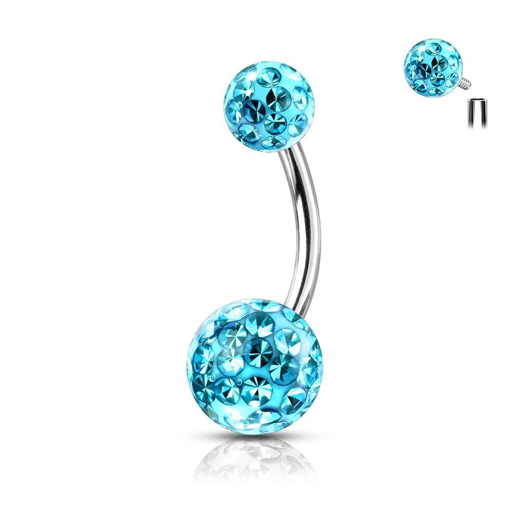Levně Piercing do pupíku s vnitřním závitem (tyrkysová)