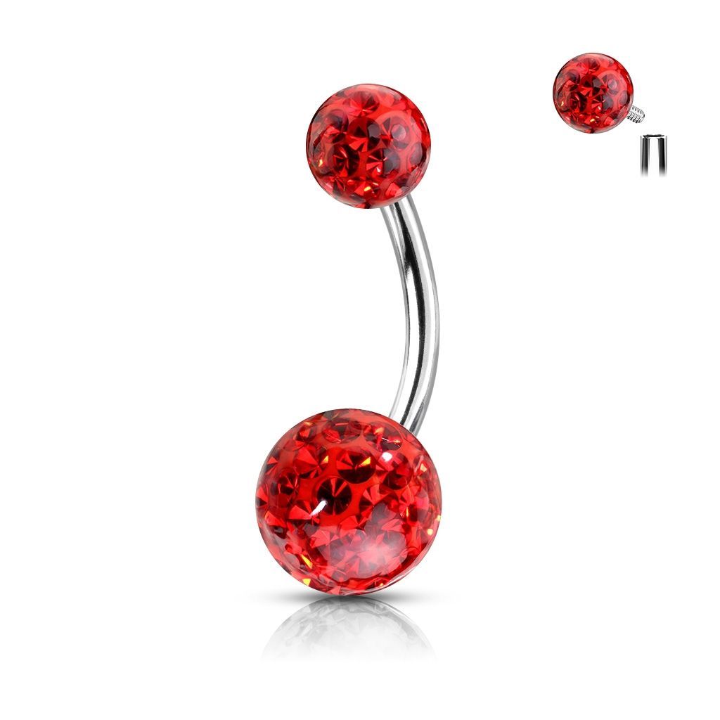 Levně Piercing do pupíku s vnitřním závitem (červená)