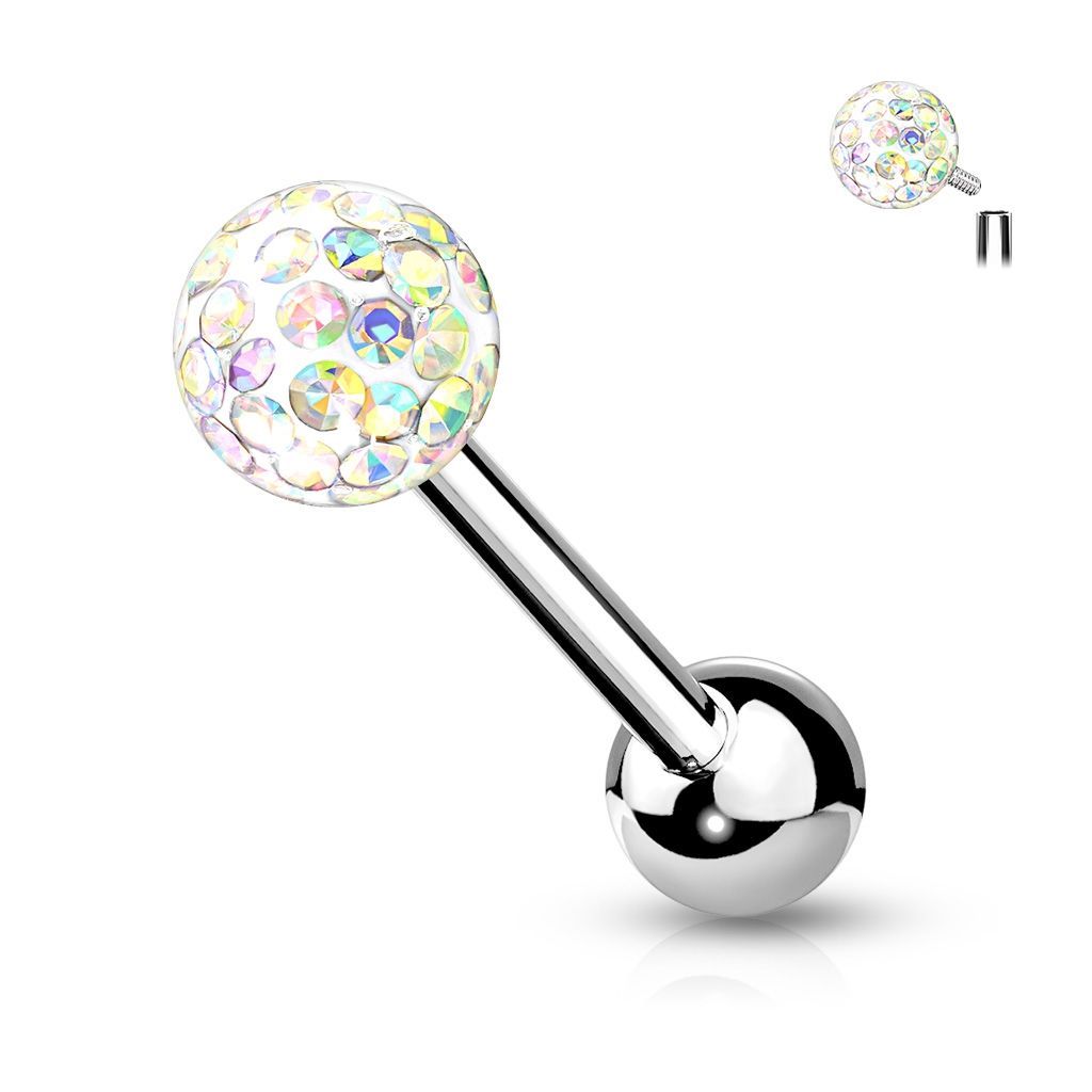 Piercing do jazyka vnitřní závit (duhová)