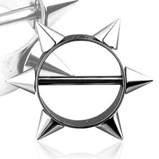 Levně Piercing do bradavky s hroty - BR01015