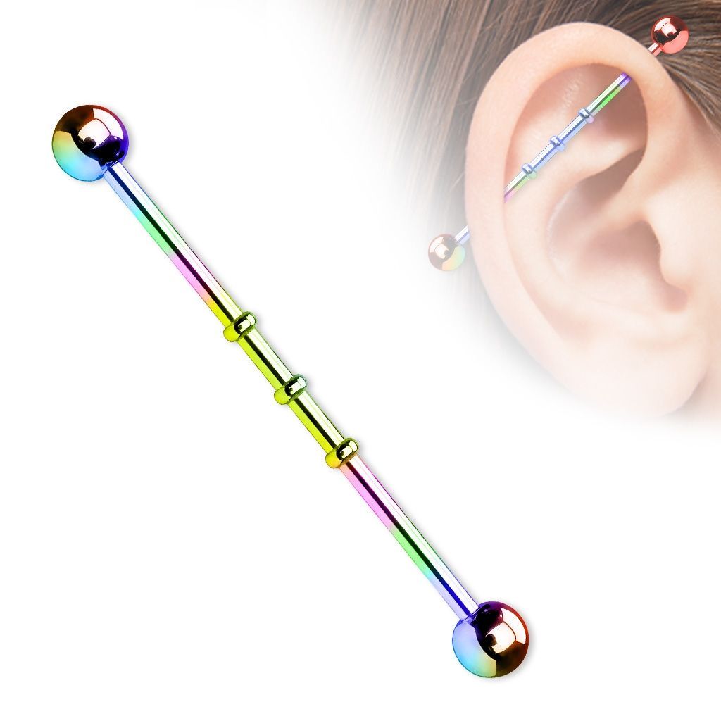 Levně Industrial piercing (duhová) - ID01014-AB