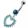 Stříbrný piercing do pupíku - srdce (čirá, 5 mm)