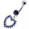 Stříbrný piercing do pupíku - srdce (čirá, 5 mm)