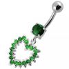 Stříbrný piercing do pupíku - srdce (čirá, 5 mm)