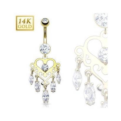 Zlatý piercing do pupíku, Au 585/1000