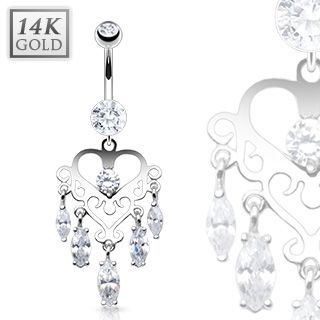 S4U Zlatý visací piercing do pupíku, Au 585/1000 - ZL01084-WG