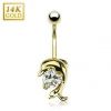 Zlatý piercing do pupíku - delfín, Au 585/1000