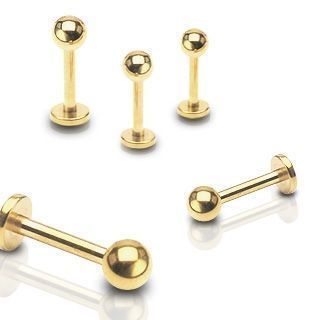 Pozlacená labreta - kulička (3 mm, 1,2 x 10 mm)