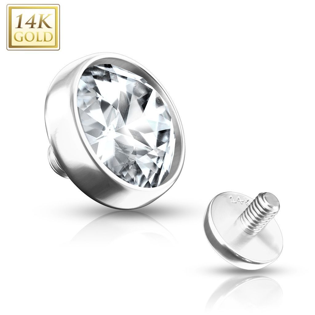 Zlatý piercing - dermál zirkon, Au 585/1000 (0,28 g, 6 mm) - ZL01038-06-WG