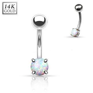 S4U Zlatý piercing do obočí s opálem, Au 585/1000 - ZL01008-WG
