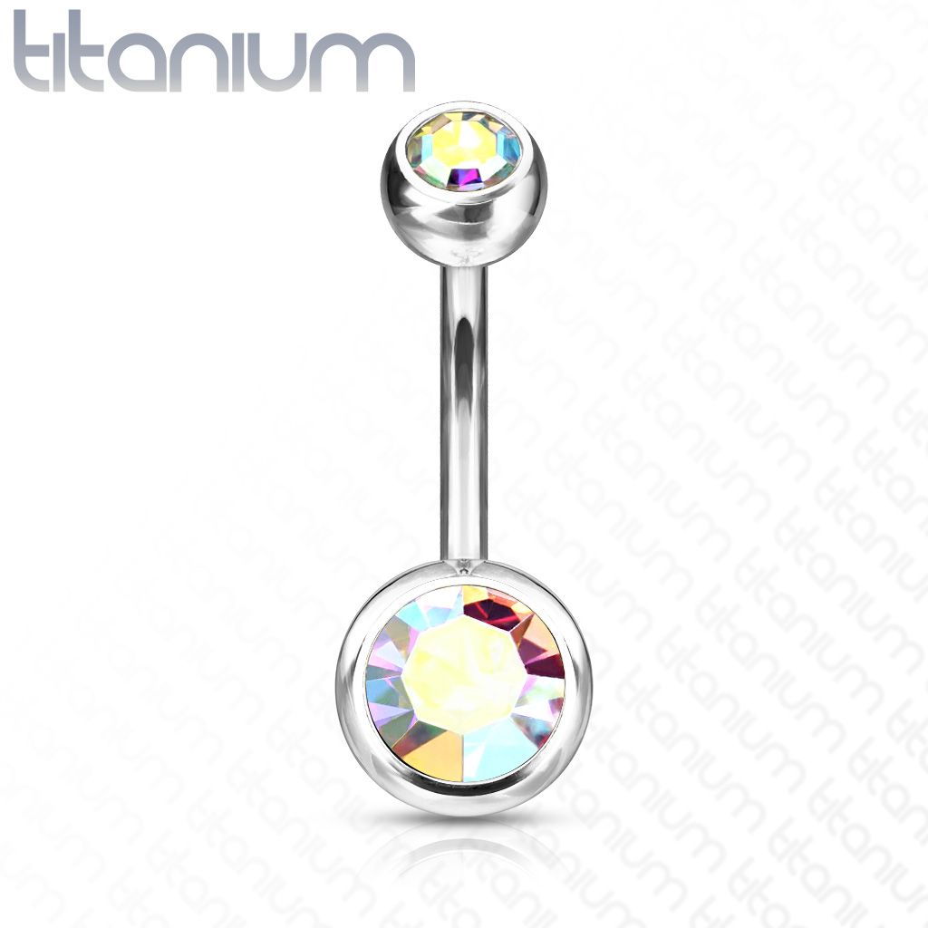 Piercing do pupíku - banánek TITAN (duhová)