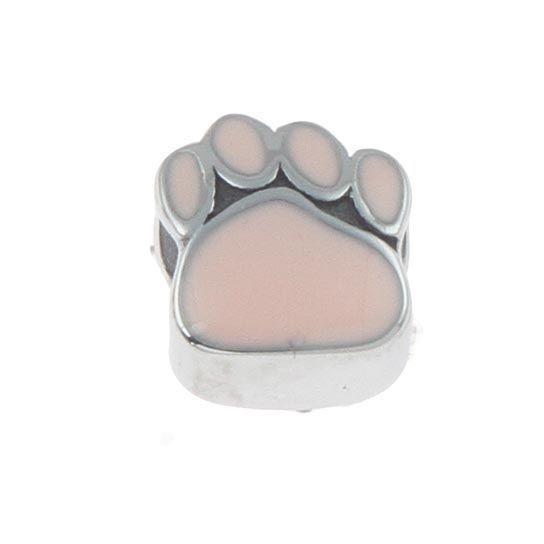 S4U Navlékací ocelový přívěsek korálek - tlapka růžová - K0066-P