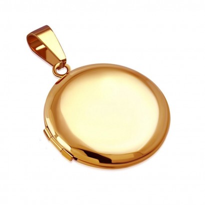 Zlacený ocelový přívěsek - medailon otevírací kruh