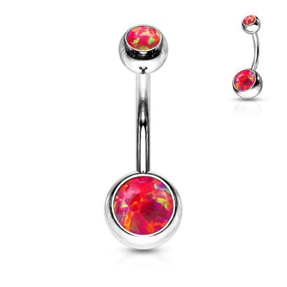 Piercing do pupíku - banánek opál (červená)