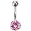 Piercing do pupíku - banánek se zirkony (zelená, 1,6 x 10 mm)
