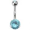 Piercing do pupíku - banánek se zirkony (světle fialová, 1,6 x 10 mm)