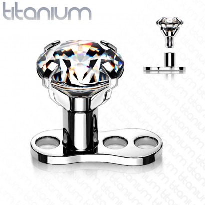 Kompletní microdermal piercing 1,2 mm - čirý zirkon (4 mm)