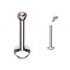 Piercing do brady - labreta, zirkon 2 mm (duhová, 1,2 x 8 mm)