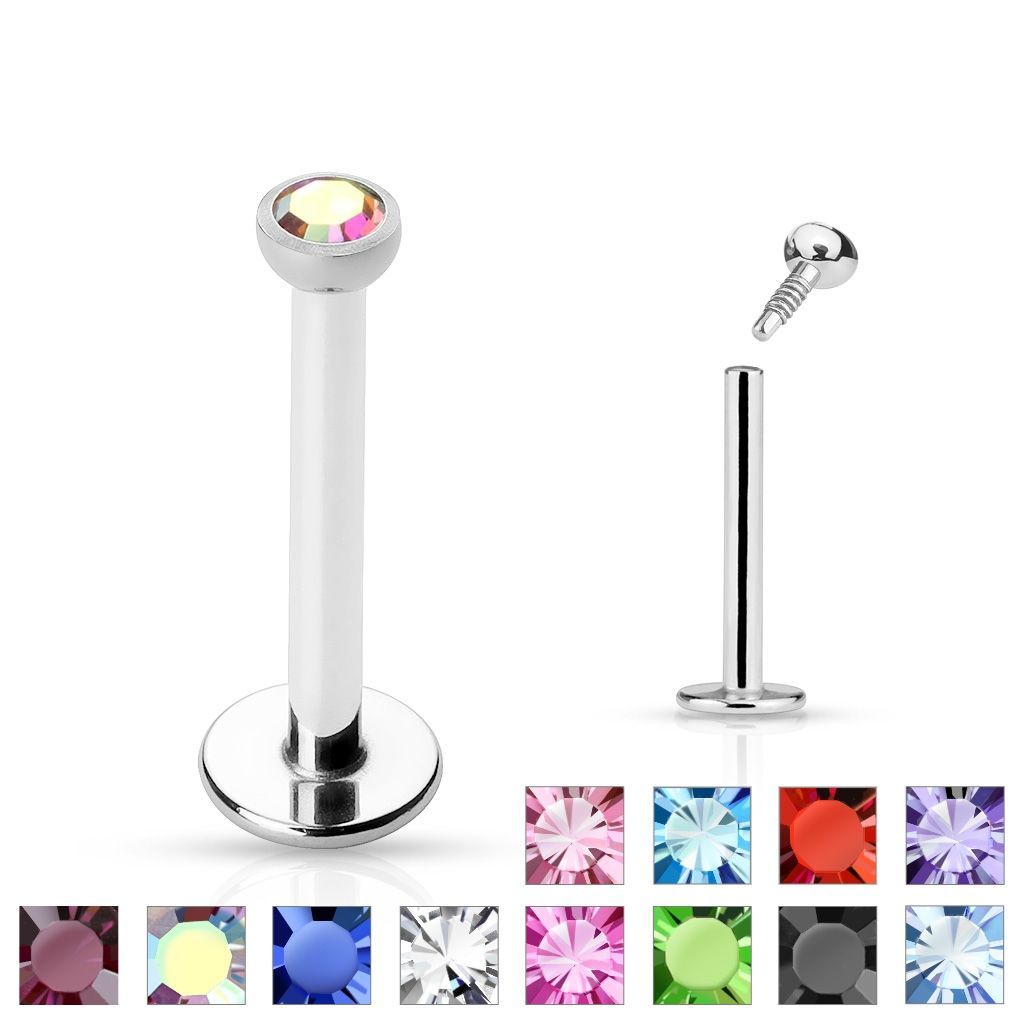 Levně S4U Piercing do brady - labreta, zirkon 2 mm (světle fialová, 1,2 x 8 mm) - LB1008-1208TZ