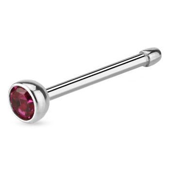 Levně Piercing do nosu - kamínek (tmavě růžová) - N01058F