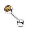 Piercing do jazyka - kamínek (jantarově žlutá, 1,6 x 16 mm)