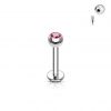 Piercing do brady - labreta (tyrkysová, 3 mm, 1,2 x 8 mm)