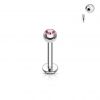 Piercing do brady - labreta (fialová, 3 mm, 1,2 x 6 mm)