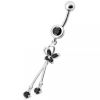 Visací stříbrný piercing do pupíku s motýlkem