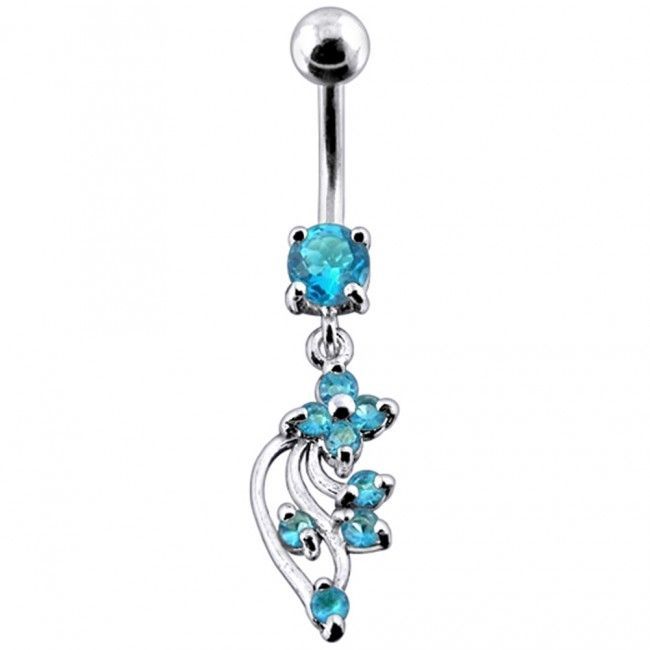 S4U Stříbrný piercing do pupíku (tyrkysová) - BP01113-Q